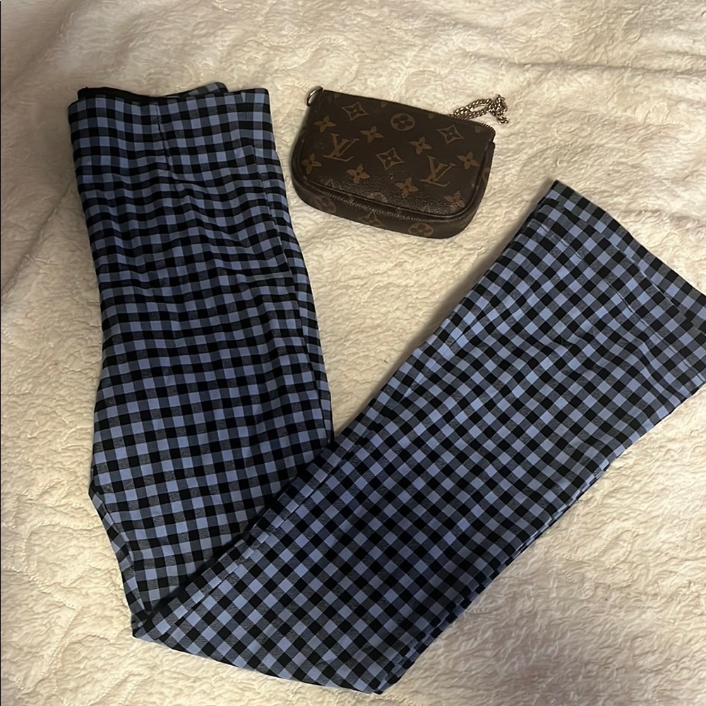 Blue and Black Checkered pants.